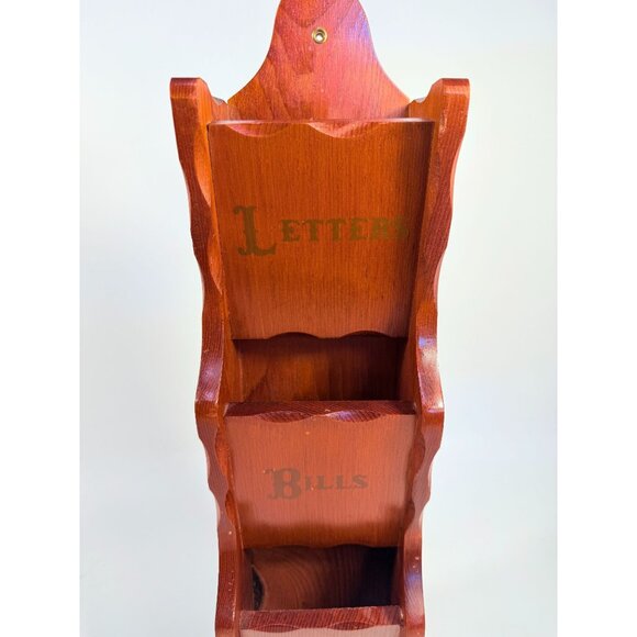 Wooden Mail Sorter | Vintage Wall Mount Organizer | Letters Bills Misc | Retro 7 - Picture 3 of 14